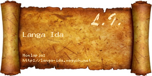 Langa Ida névjegykártya